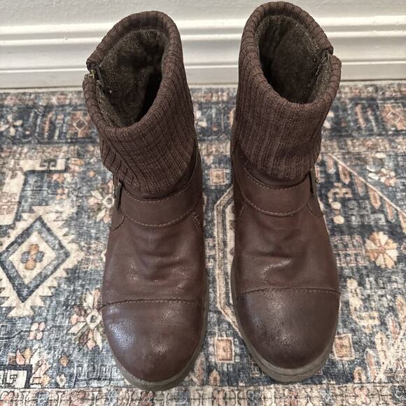 Born b.o.c. Nisida BROWN Zip Up Non Skid Cuffed Ankle Boots Size 8.5 NEW - Picture 2 of 6